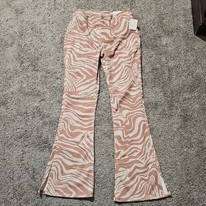 Free People We the Free Size 27 S Marble Zebra Print Level Up Slit Bootcut Pants